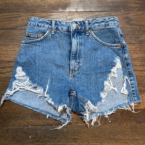 Topshop Distressed Blue Jean Shorts